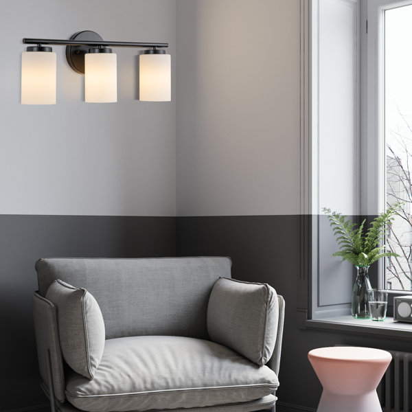 Latitude Run® Black Vintage Vanity Lighting Fixture, 3light Industrial